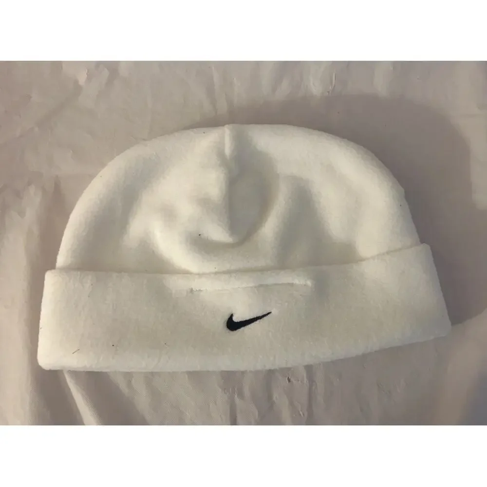 Nike Force 1 Crib (CB) Baby Shoes Size 2C & White Beanie Hat Infant Set